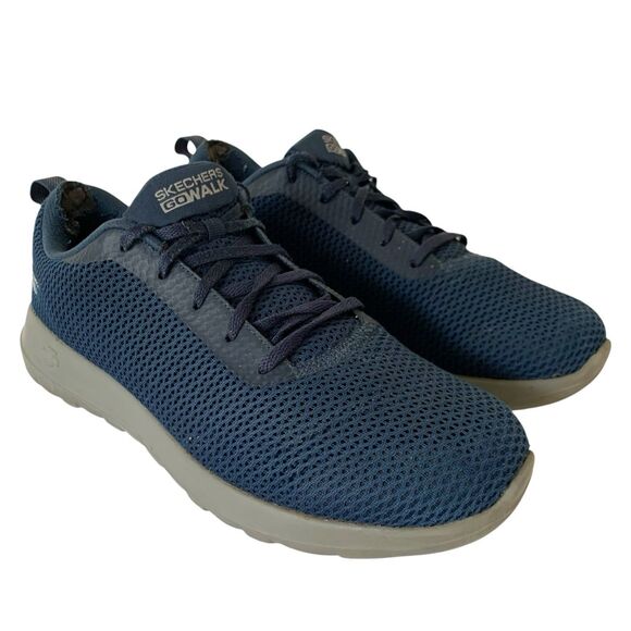 Skechers Shoes Go Walk Max Effort Men 10 Navy Lace-up Mesh Athletic Sneakers - Picture 1 of 11